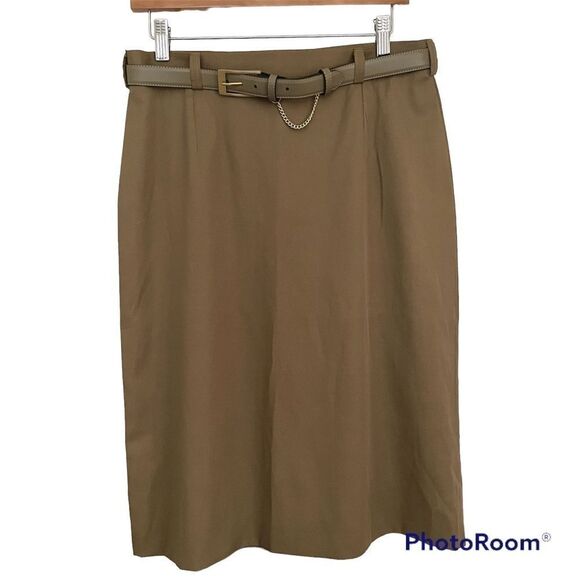 Lucia Olive Green Pencil Skirt with Belt - Picture 1 of 4